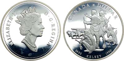 Лот №164,  Канада. 1 доллар 1990 года. 300 лет путешествию Генри Келси.