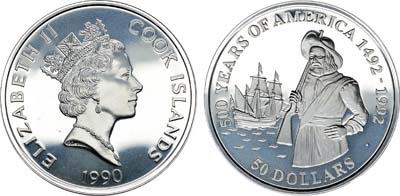 Лот №187,  Острова Кука. 50 долларов 1990 года. Серия 