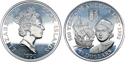 Лот №188,  Острова Кука. 50 долларов 1990 года. Серия 