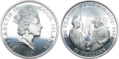 Лот №191,  Острова Кука. 50 долларов 1992 года. Серия 