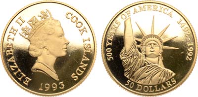 Лот №197,  Острова Кука. 50 долларов 1993 года. Серия 