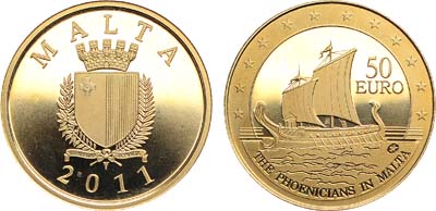 Лот №209,  Мальта. 50 евро 2011 года. Финикийцы на Мальте.