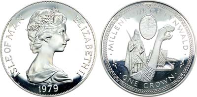 Лот №218,  Остров Мэн. 1 крона 1979 года. 1000 лет Тинвальду. Драккар.