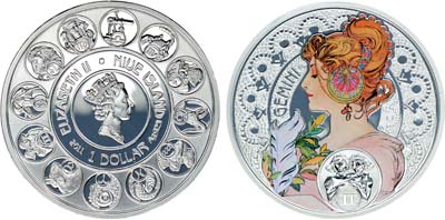 Лот №226,  Ниуэ. 1 доллар 2011 года. Знаки зодиака. Близнецы.