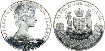 Лот №236,  Новая Зеландия. 1 доллар 1983 года. 50 лет чеканки новозеландских монет.