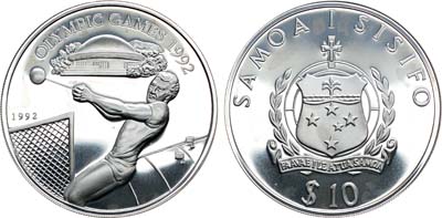 Лот №263,  Самоа. 10 тала 1992 года. XXV летние Олимпийские Игры, Барселона 1992.