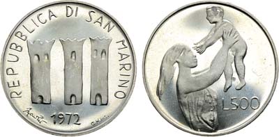 Лот №264,  Сан-Марино. 500 лир 1972 года. Материнство.
