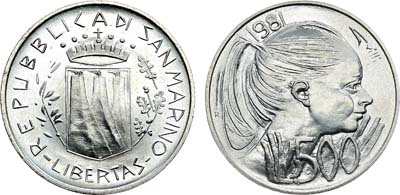 Лот №265,  Сан-Марино. 500 лир 1981 года. Мир.