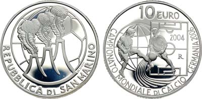 Лот №268,  Сан-Марино. 10 евро 2004 года. Чемпионат мира по футболу 2006 года в Германии.
