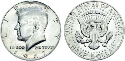 Лот №282,  США. 1/2 доллара (50 центов) 1967 года.