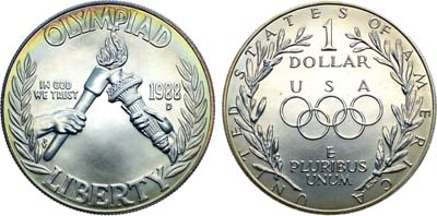 Лот №291,  США. 1 доллар 1988 года. XXIV летние Олимпийские игры в Сеуле.