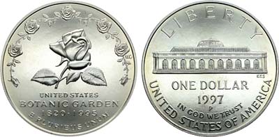 Лот №299,  США. 1 доллар 1997 года. 175-летие Ботанического сада.
