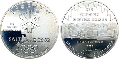 Лот №301,  США. 1 доллар 2002 года. XIX Зимние Олимпийские игры в Солт-Лейк-Сити.