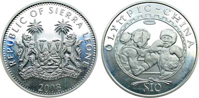 Лот №305,  Сьерра-Леоне. 10 долларов 2008 года. Олимпийские игры. Бокс.