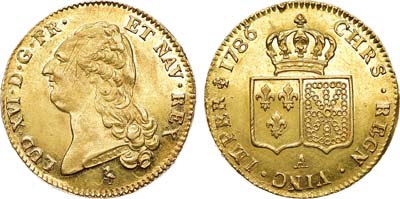 Лот №330,  Франция. Королевство. Король Людовик XVI. 2 луидора 1786 года.