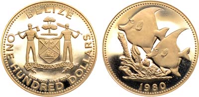 Лот №50,  Белиз. 100 долларов 1980 года. Мавританский идол рифовая рыба.