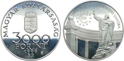 Лот №74,  Венгрия. 3000 форинтов 1999 года. Интеграция в Европейский Союз.