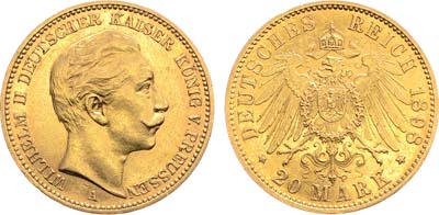 Лот №83,  Германия. Империя. Королевство Пруссия. Король Вильгельм II. 20 марок 1898 года.