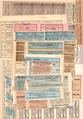 Лот №326,  Сборный лот из 59 купонов к облигациям и талонов к акциям.