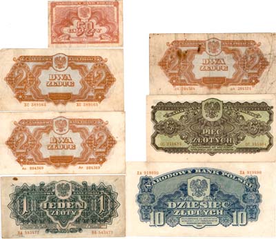 Лот №719,  Польской Народной республики (ПНР). Лот из 11 бон 1944 года.