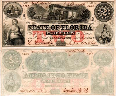 Лот №729,  США. Штат Флорида. Таллахасси. 2 доллара 1863 года.