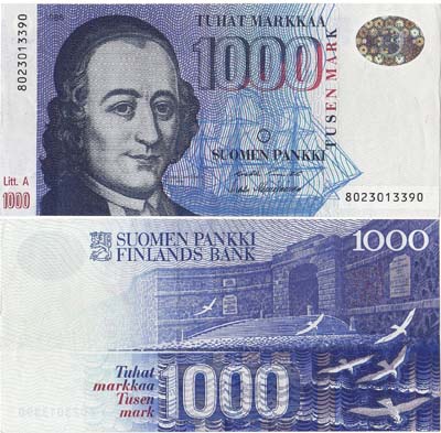Лот №752,  Финляндия. 1000 марок 1986 (1991) года. Андерс Чюдениус. Литера А.