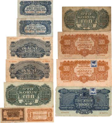 Лот №754,  Чехословакия. Лот из 11 бон 1944 года.