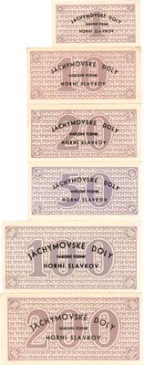 Лот №757,  Чехословакия. Яхимовский рудник. Сборный лот из 6 бон (1955) года. 1, 10, 20, 50, 100, 200 крон.