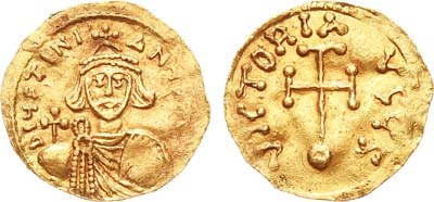 Лот №35,  Византийская империя. Император Юстиниан II. Первое правление. Семисс (1/2 солида).  685-695 гг..
