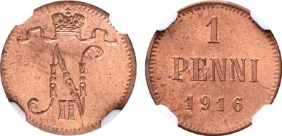 Лот №916, 1 пенни 1916 года.