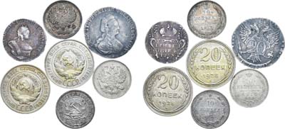 Лот №923, Сборный лот 1917 года. из 38 серебряных монет Российской империи и СССР.