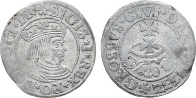 Лот №134,  Королевство Польское. Гданьск. Король Сигизмунд I Старый. 1 грош 1532 года.