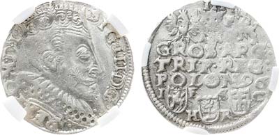 Лот №139,  Речь Посполитая. Король польский и великий князь литовский Сигизмунд III Васа. 3 гроша (трояк) 1596 года. В слабе NRG MS 61.