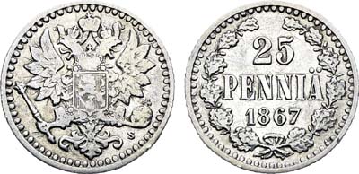 Лот №1454, 25 пенни 1867 года. S.