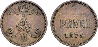 Лот №1464, 1 пенни 1875 года.