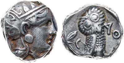 Лот №14,  Древняя Греция. Аттика. Афины. Тетрадрахма 454-404 гг. до н.э.