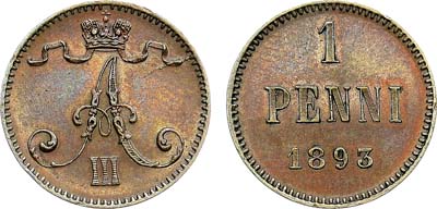 Лот №1523, 1 пенни 1893 года.