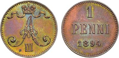 Лот №1529, 1 пенни 1894 года.