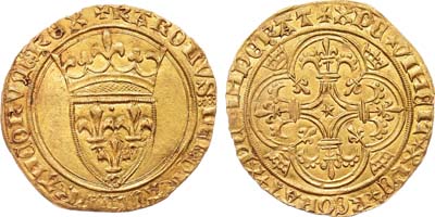 Лот №153,  Франция. Королевство. Король Карл VI Безумный. Золотой экю 1380-1422 гг.