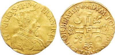 Лот №154,  Франция. Королевство. Король Генрих II. Двойной Анри д'ор 1557 года (F).