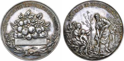 Лот №1572, Медаль 1899 года. Императорского Российского общества плодоводства «За труды по плодоводству».