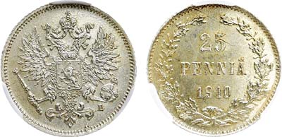 Лот №1628, 25 пенни 1910 года. L. В слабе CPRC MS 63.