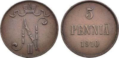 Лот №1632, 5 пенни 1910 года.