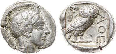 Лот №17,  Древняя Греция. Аттика. Афины. Тетрадрахма 454-404 гг. до н.э.