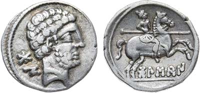 Лот №19,  Иберия. Болскан. Денарий 150-72 гг. до н.э.