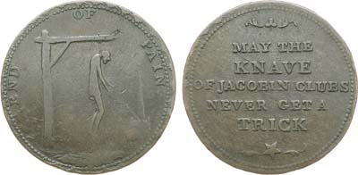 Лот №202,  Великобритания. Король Георг III. Сатирический Токен. 1/2 пенни 1793-1797 гг. 