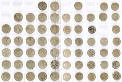 Лот №2076, Сборный лот из 64 монет.