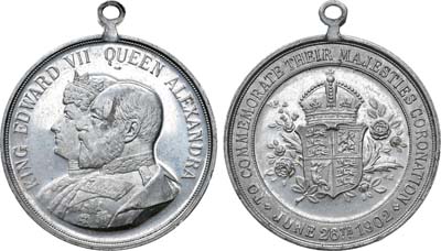 Лот №213,  Великобритания. Король Эдуарда VII. Жетон 1902 года. Коронация Эдуарда VII и Александры.