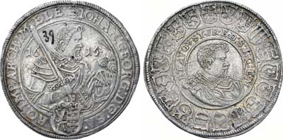 Лот №219,  Германия. Курфюршество Саксония. Альбертинская линия. Курфюрсты Иоанн Георг I и Август. Двойной талер 1614 года.