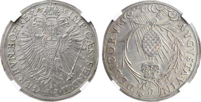 Лот №220,  Германия. Вольный город Аугсбург. Талер 1629 года. В слабе NRG MS 63.